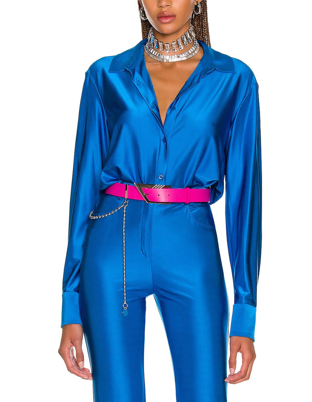 Alexandre Vauthier Silky Blue Capri Shirt Size 36 EU / US 4